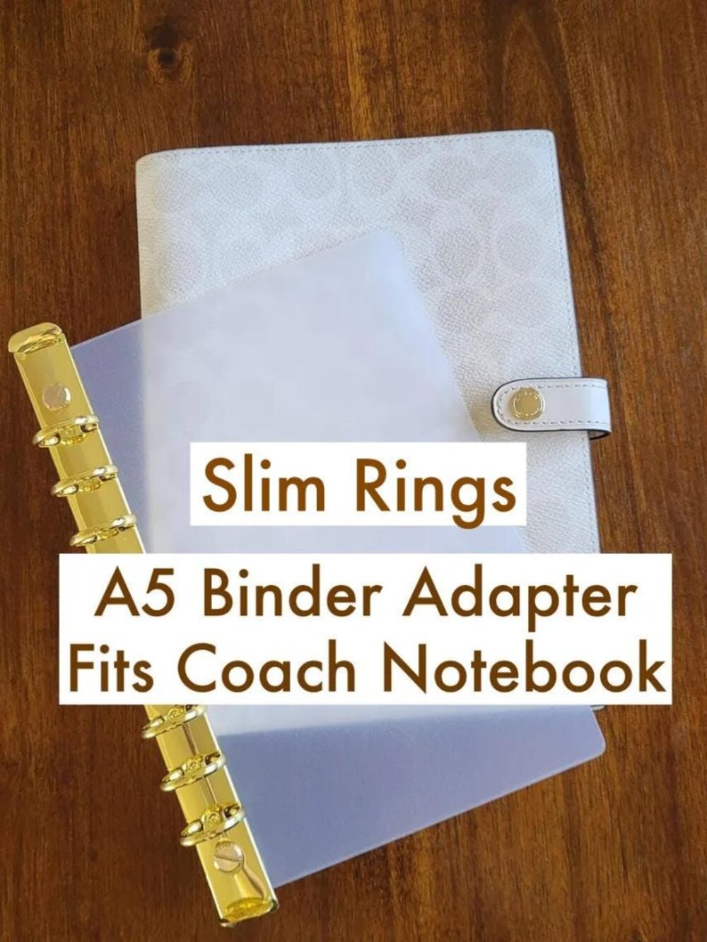 A5 Ring Binder for Coach Notebook Insert, Agenda Slim Rings Converter 15mm Gold
